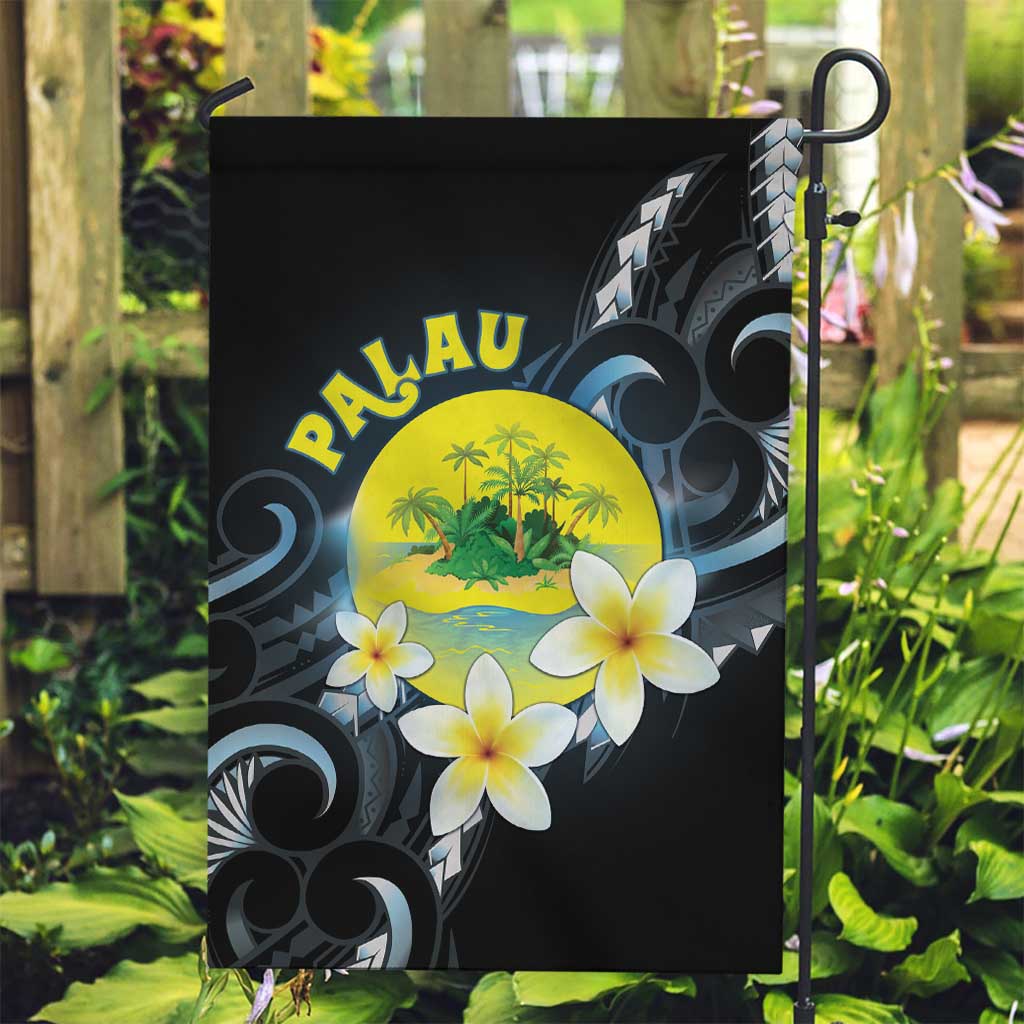 Palau United Nations Day Garden Flag Polynesian Curves Plumeria LT05 Garden Flag Black - Polynesian Pride