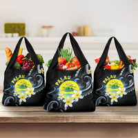 Palau United Nations Day Grocery Bag Polynesian Curves Plumeria LT05 3-pack One Size Black - Polynesian Pride