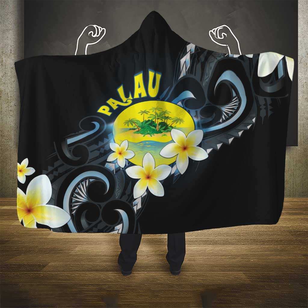Palau United Nations Day Hooded Blanket Polynesian Curves Plumeria LT05 - Polynesian Pride