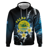 Palau United Nations Day Hoodie Polynesian Curves Plumeria LT05 Pullover Hoodie Black - Polynesian Pride