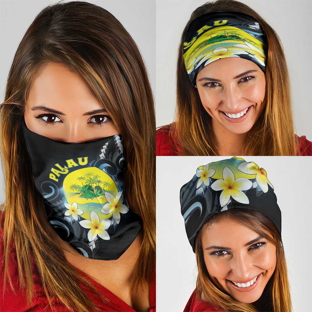 Palau United Nations Day Neck Gaiter Polynesian Curves Plumeria LT05 - Polynesian Pride