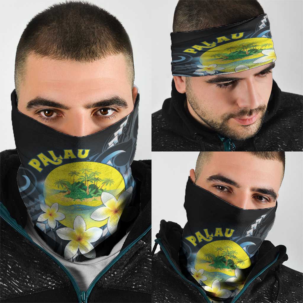 Palau United Nations Day Neck Gaiter Polynesian Curves Plumeria LT05 - Polynesian Pride