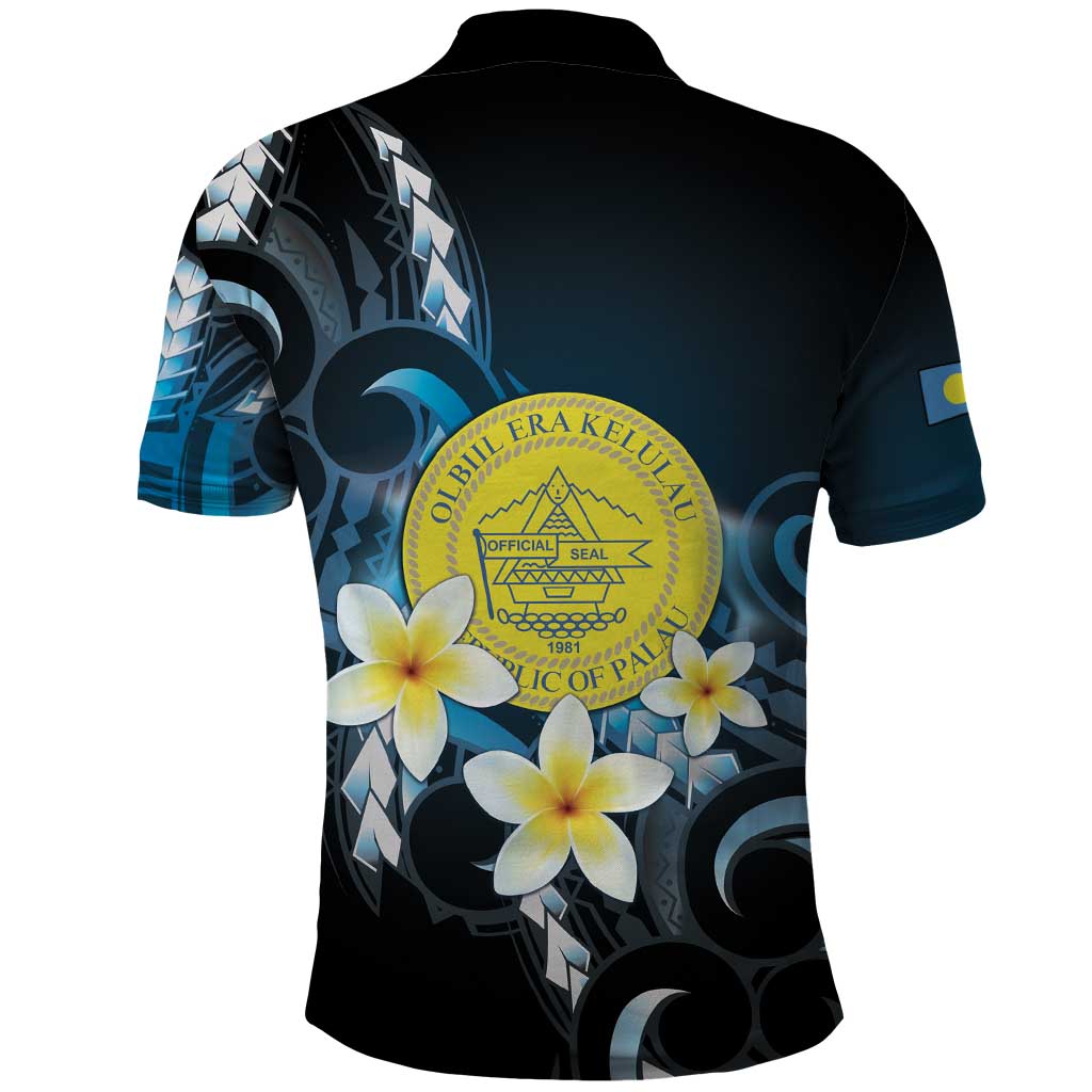 Palau United Nations Day Polo Shirt Polynesian Curves Plumeria LT05 - Polynesian Pride
