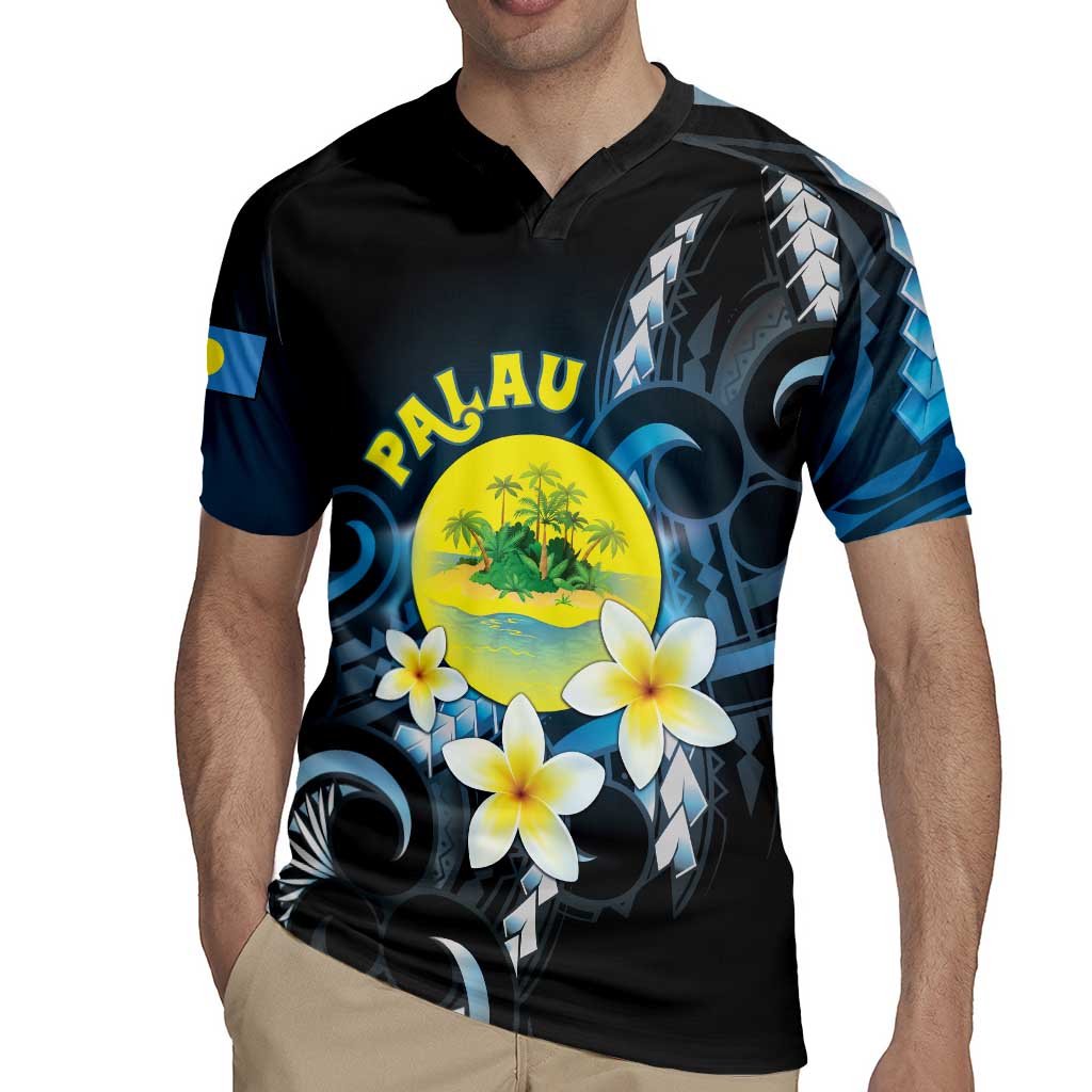 Palau United Nations Day Rugby Jersey Polynesian Curves Plumeria LT05 - Polynesian Pride