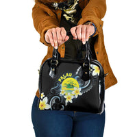 Palau United Nations Day Shoulder Handbag Polynesian Curves Plumeria LT05 One Size Black - Polynesian Pride
