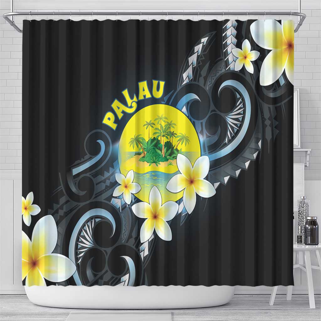 Palau United Nations Day Shower Curtain Polynesian Curves Plumeria LT05 - Polynesian Pride