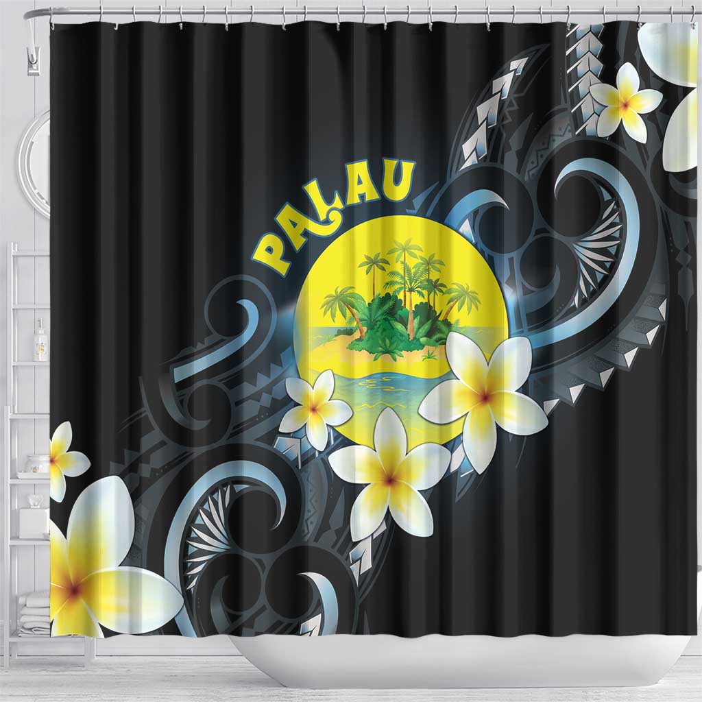 Palau United Nations Day Shower Curtain Polynesian Curves Plumeria LT05 - Polynesian Pride