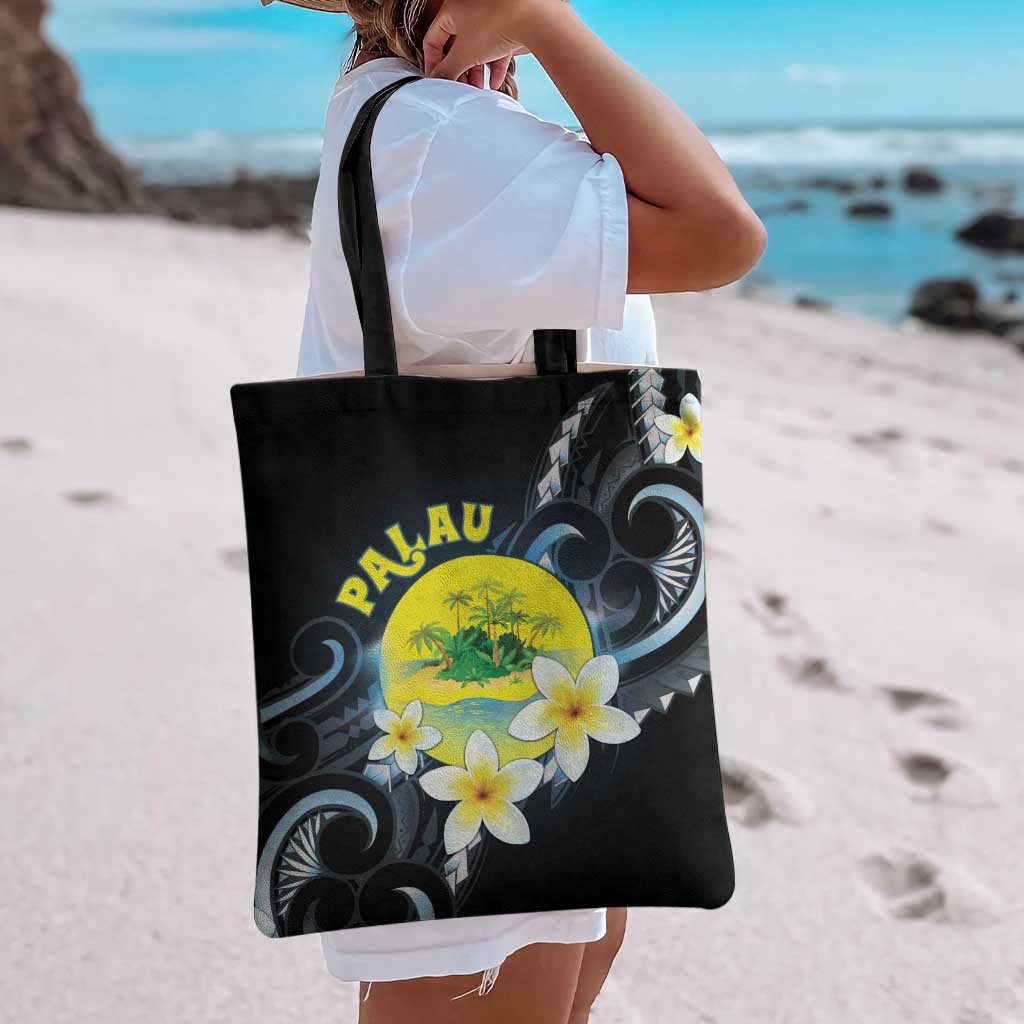 Palau United Nations Day Tote Bag Polynesian Curves Plumeria LT05 - Polynesian Pride