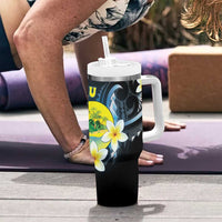 Palau United Nations Day Tumbler With Handle Polynesian Curves Plumeria LT05 - Polynesian Pride