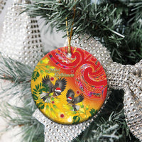 New Zealand Piwakawaka Christmas Ceramic Ornament With Maori Pattern LT05 - Polynesian Pride