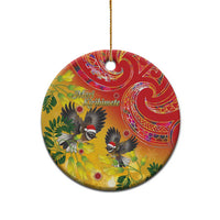 New Zealand Piwakawaka Christmas Ceramic Ornament With Maori Pattern LT05 - Polynesian Pride