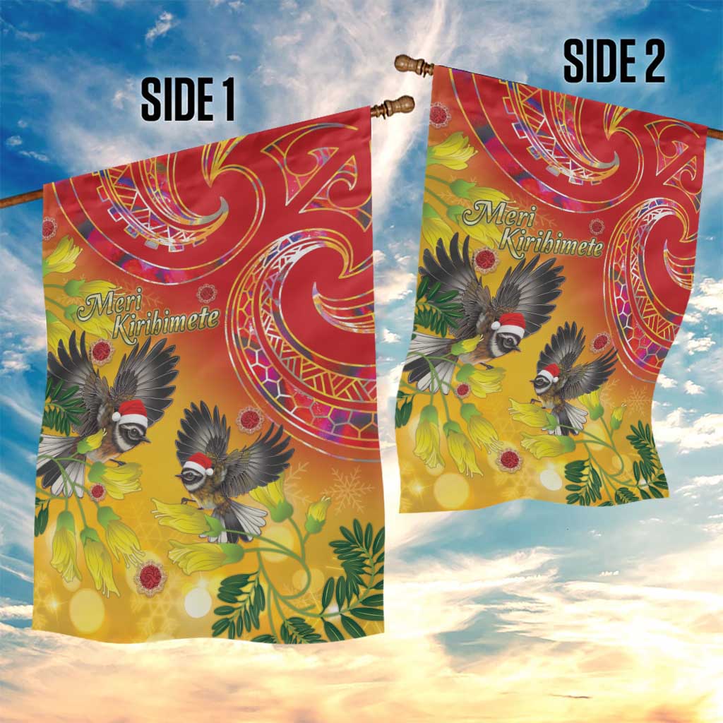 New Zealand Piwakawaka Christmas Garden Flag With Maori Pattern LT05 - Polynesian Pride