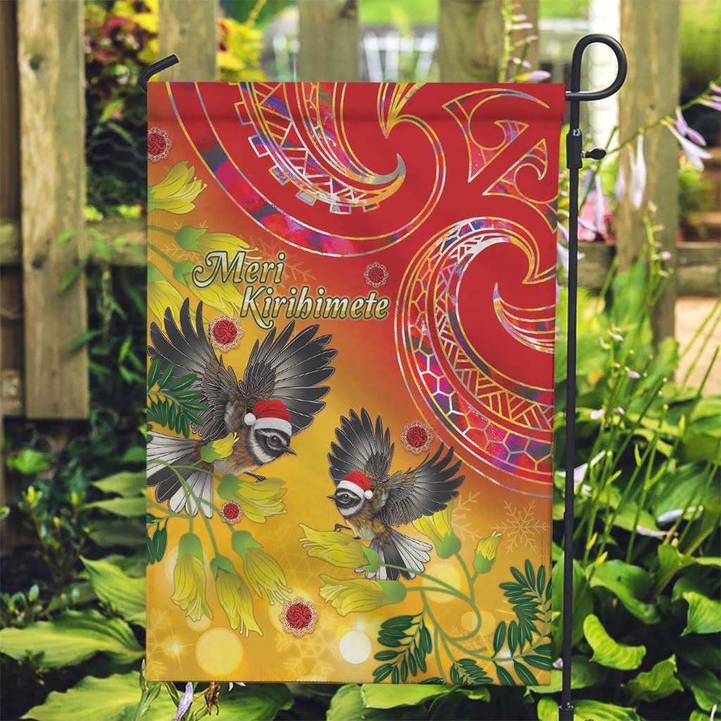 New Zealand Piwakawaka Christmas Garden Flag With Maori Pattern LT05 Garden Flag Yellow - Polynesian Pride