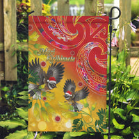 New Zealand Piwakawaka Christmas Garden Flag With Maori Pattern LT05 Garden Flag Yellow - Polynesian Pride