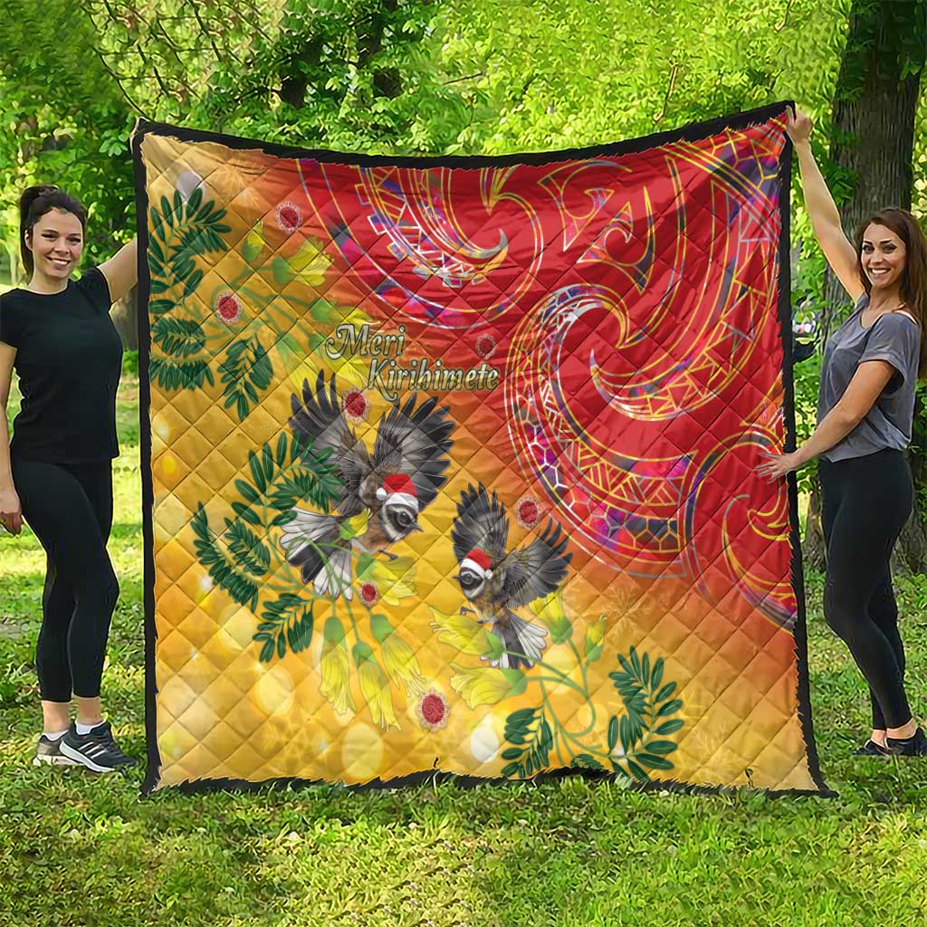 New Zealand Piwakawaka Christmas Quilt With Maori Pattern LT05 - Polynesian Pride