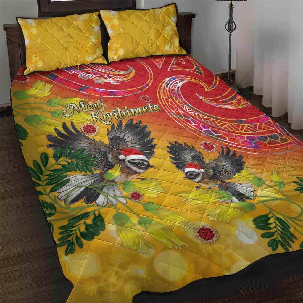 New Zealand Piwakawaka Christmas Quilt Bed Set With Maori Pattern