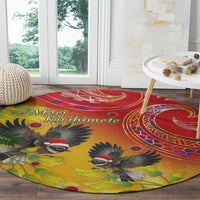 New Zealand Piwakawaka Christmas Round Carpet With Maori Pattern LT05 - Polynesian Pride