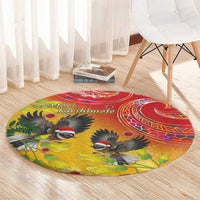 New Zealand Piwakawaka Christmas Round Carpet With Maori Pattern LT05 - Polynesian Pride