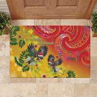 New Zealand Piwakawaka Christmas Rubber Doormat With Maori Pattern LT05 Yellow - Polynesian Pride