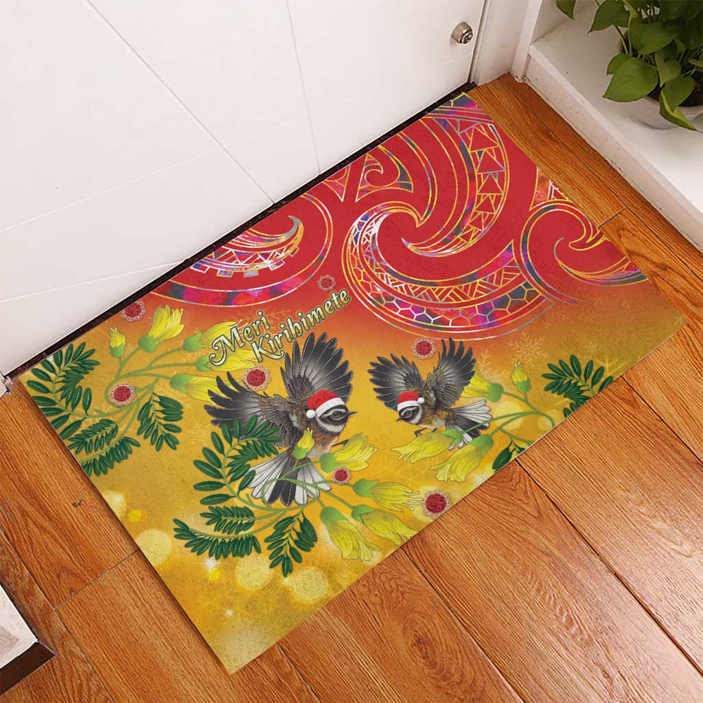 New Zealand Piwakawaka Christmas Rubber Doormat With Maori Pattern LT05 - Polynesian Pride