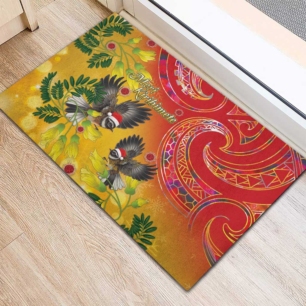 New Zealand Piwakawaka Christmas Rubber Doormat With Maori Pattern LT05 - Polynesian Pride