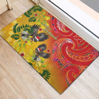 New Zealand Piwakawaka Christmas Rubber Doormat With Maori Pattern LT05 - Polynesian Pride