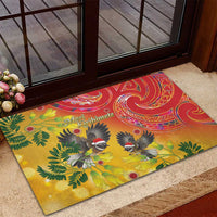 New Zealand Piwakawaka Christmas Rubber Doormat With Maori Pattern LT05 - Polynesian Pride