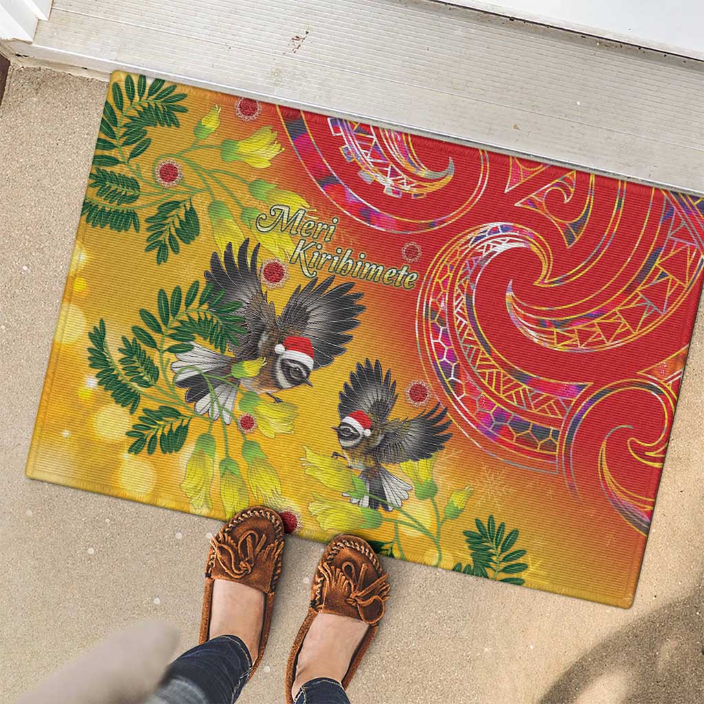 New Zealand Piwakawaka Christmas Rubber Doormat With Maori Pattern LT05 - Polynesian Pride