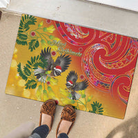New Zealand Piwakawaka Christmas Rubber Doormat With Maori Pattern LT05 - Polynesian Pride
