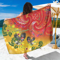 New Zealand Piwakawaka Christmas Sarong With Maori Pattern LT05 One Size 44 x 66 inches Yellow - Polynesian Pride