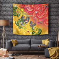 New Zealand Piwakawaka Christmas Tapestry With Maori Pattern LT05 Yellow - Polynesian Pride