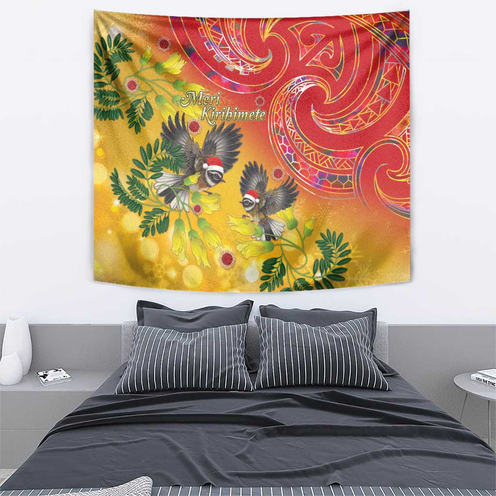 New Zealand Piwakawaka Christmas Tapestry With Maori Pattern LT05 - Polynesian Pride