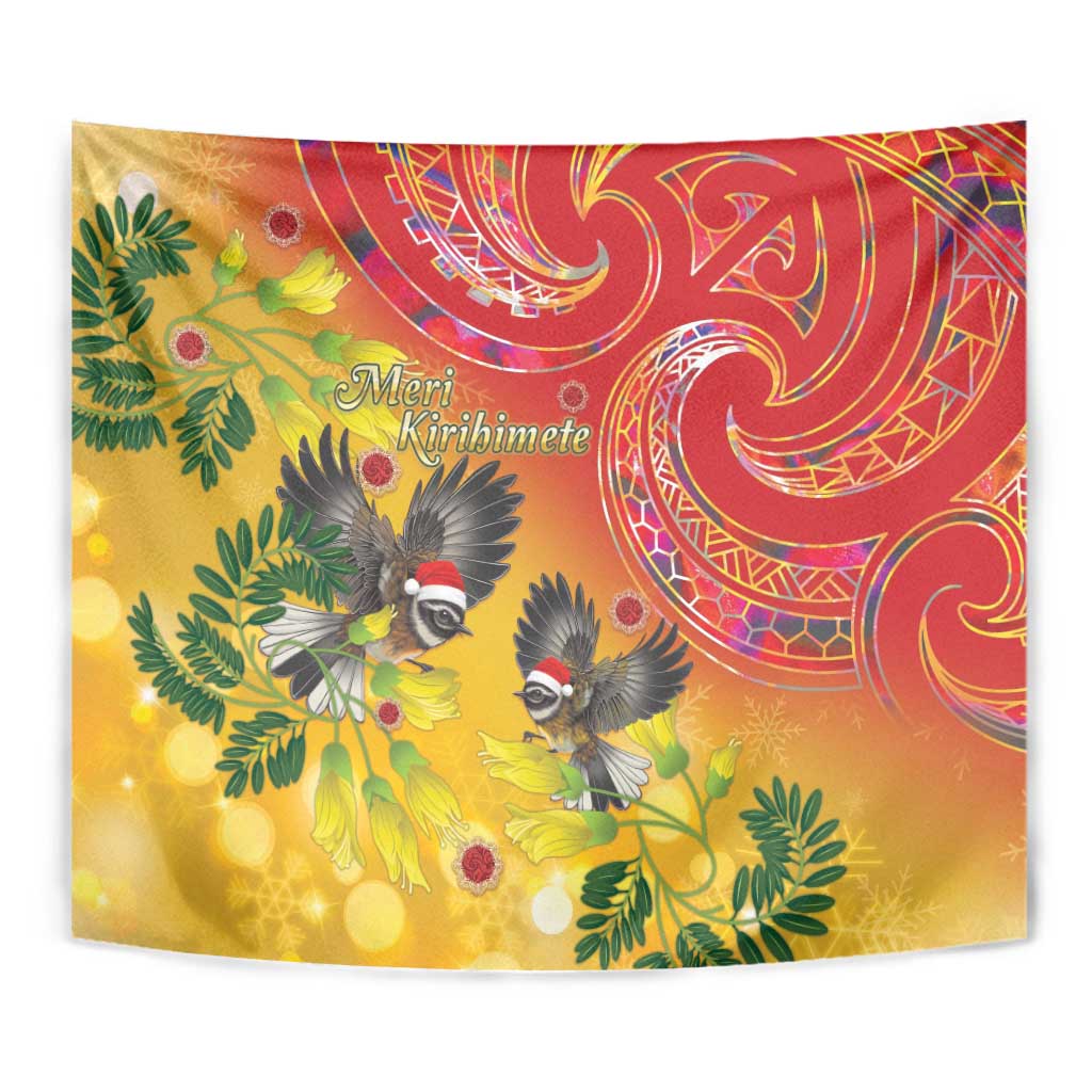New Zealand Piwakawaka Christmas Tapestry With Maori Pattern LT05 - Polynesian Pride