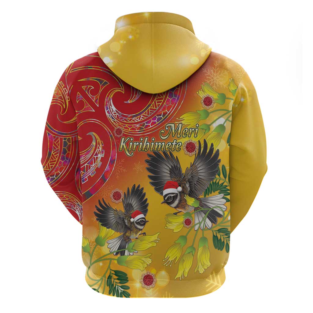 New Zealand Piwakawaka Christmas Zip Hoodie With Maori Pattern LT05 - Polynesian Pride