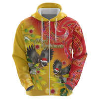 New Zealand Piwakawaka Christmas Zip Hoodie With Maori Pattern LT05 - Polynesian Pride