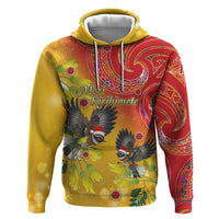 New Zealand Piwakawaka Christmas Zip Hoodie With Maori Pattern LT05 Pullover Hoodie Yellow - Polynesian Pride