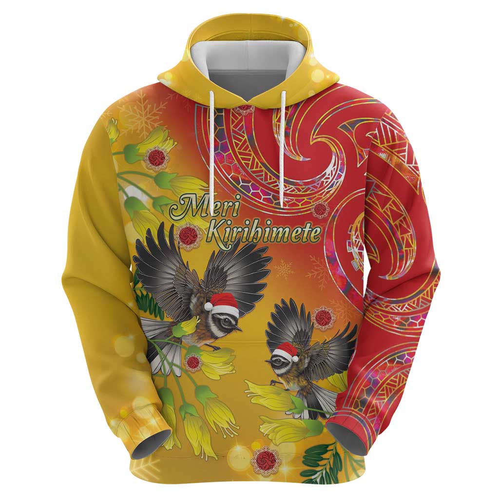 New Zealand Piwakawaka Christmas Zip Hoodie With Maori Pattern LT05 - Polynesian Pride