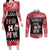 Personalised New Zealand Tiki Christmas Couples Matching Long Sleeve Bodycon Dress and Long Sleeve Button Shirt Ho Ho Ho Paua Shell Glitter Red