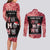 Personalised New Zealand Tiki Christmas Couples Matching Long Sleeve Bodycon Dress and Long Sleeve Button Shirt Ho Ho Ho Paua Shell Glitter Red