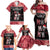 Personalised New Zealand Tiki Christmas Family Matching Off Shoulder Maxi Dress and Hawaiian Shirt Ho Ho Ho Paua Shell Glitter Red