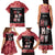 Personalised New Zealand Tiki Christmas Family Matching Tank Maxi Dress and Hawaiian Shirt Ho Ho Ho Paua Shell Glitter Red