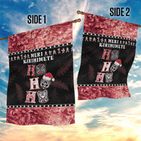 New Zealand Tiki Christmas Garden Flag Ho Ho Ho Paua Shell Glitter Red LT05 - Polynesian Pride