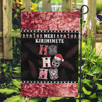 New Zealand Tiki Christmas Garden Flag Ho Ho Ho Paua Shell Glitter Red LT05 Garden Flag Black - Polynesian Pride