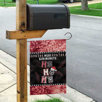 New Zealand Tiki Christmas Garden Flag Ho Ho Ho Paua Shell Glitter Red LT05 - Polynesian Pride