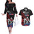 Samoa Independence Day Couples Matching Off The Shoulder Long Sleeve Dress and Hawaiian Shirt Samoan Warriors Ula Fala LT05 Black - Polynesian Pride