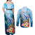 Personalised Kosrae Constitution Day Couples Matching Off Shoulder Maxi Dress and Long Sleeve Button Shirt Humpback Whale Tropical Flowers LT05 - Polynesian Pride