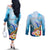 Personalised Kosrae Constitution Day Couples Matching Off The Shoulder Long Sleeve Dress and Long Sleeve Button Shirt Humpback Whale Tropical Flowers LT05 - Polynesian Pride