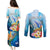 Personalised Kosrae Constitution Day Couples Matching Puletasi Dress and Long Sleeve Button Shirt Humpback Whale Tropical Flowers LT05 - Polynesian Pride