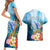 Personalised Kosrae Constitution Day Couples Matching Short Sleeve Bodycon Dress and Hawaiian Shirt Humpback Whale Tropical Flowers LT05 - Polynesian Pride