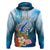 Personalised Kosrae Constitution Day Hoodie Humpback Whale Tropical Flowers LT05 Blue - Polynesian Pride